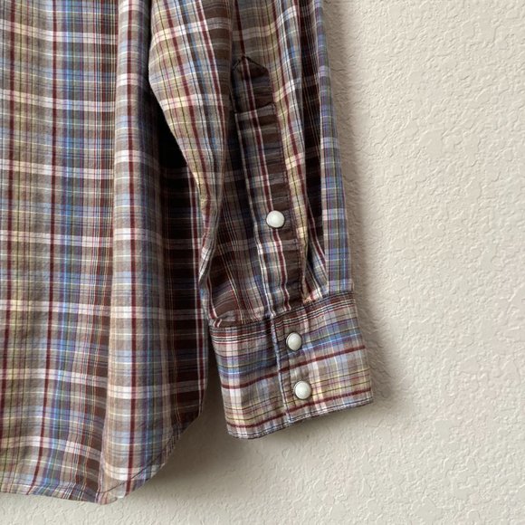 Fossil Plaid Pearl Snap Rodeo Western Cotton Vintage Fit Shirt - Picture 8 of 12